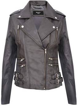 Infinity Leather Damen Retro Grau 100% Nappaleder Bikerjacke 4XL von Infinity Leather