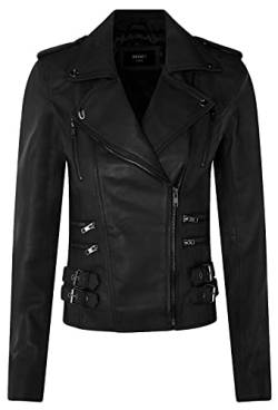 Infinity Leather Damen Retro Mattschwarz 100% Nappaleder Bikerjacke 4XL von Infinity Leather