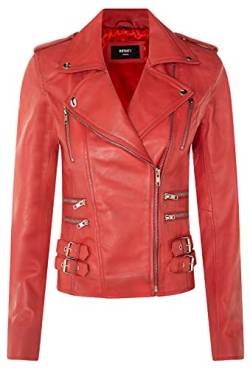 Infinity Leather Damen Retro Rot 100% Nappaleder Bikerjacke S von Infinity Leather