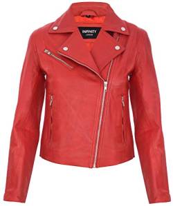 Infinity Leather Damen Rot Echtes Leder Ausgestattet Motorradfahrer Reißverschluss Mode Jacke XL von Infinity Leather