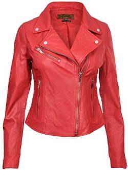 Infinity Leather Damen Rot Lederjacke Klassische Bikerjacke Aus Echtem Leder 2XL von Infinity Leather