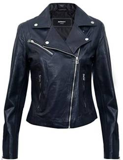 Infinity Leather Damen Schwarz Echtes Leder Ausgestattet Motorradfahrer Reißverschluss Mode Jacke 3XL von Infinity Leather