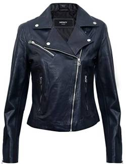 Infinity Leather Damen Schwarz Echtes Leder Ausgestattet Motorradfahrer Reißverschluss Mode Jacke 4XL von Infinity Leather