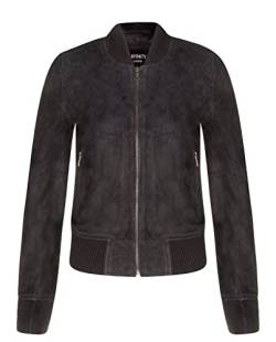 Infinity Leather Damen-Ziegenwildleder Schwarz Bomber aus Echtem Leder MA-1 Varsity Jacke von Infinity Leather