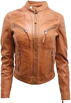 Infinity Leather Damenjacke 100% Echtleder Slim Fit Klassischer Ausschnitt Holzbraun 4XL von Infinity Leather