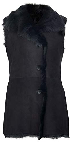 Infinity Leather Frauen Chic Schwarz Wildleder Toscana Shearling Leder Schaffell Gilet Geknöpft L von Infinity Leather