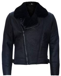 Infinity Leather Herren Aviator Cross Zip Shearling Schaffell Schwarz Lederjacke 3XL von Infinity Leather