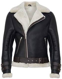 Infinity Leather Herren B3 Pilot Echtes Braun Schaffell Shearling Motorradfahrer Lederjacke L von Infinity Leather