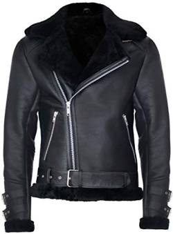 Infinity Leather Herren B3 Pilot Echtes Schwarz Schaffell Shearling Motorradfahrer Lederjacke M von Infinity Leather