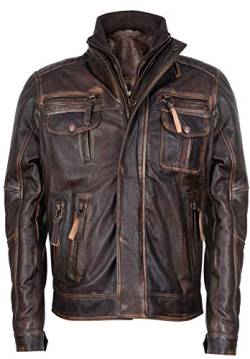 Infinity Leather Herren Braun Warmen Jahrgang Brando Bikerjacke aus Leder 2XL von Infinity Leather