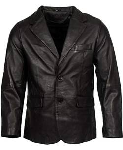 Infinity Leather Herren Klassisch Zugeschnitten 2 Taste Schwarz Blazer Weich 100% Lamm Lederjacke 3XL von Infinity Leather