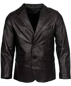 Infinity Leather Herren Klassisch Zugeschnitten 2 Taste Schwarz Blazer Weich 100% Lamm Lederjacke XS von Infinity Leather