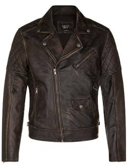 Infinity Leather Herren Kreuz Schwarz Reißverschluss Leder Retro gesteppte Biker Jacke von Infinity Leather