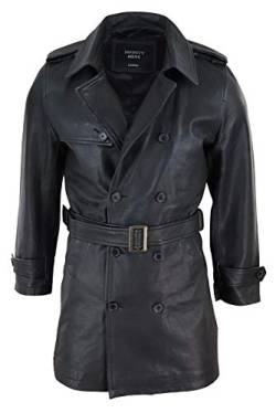 Infinity Leather Herren Lederjacke 100% Echtleder 3/4 Trench Mantel Gürtel Design Klassisch von Infinity Leather