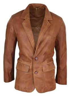 Infinity Leather Herren Lederjacke 100% Echtleder Holzbraun 2 Knopf Blazer von Infinity Leather