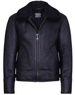 Infinity Leather Herren Schwarz B3 Shearling Schaffell WW 2 Bomber Leder Jacke 2XL von Infinity Leather