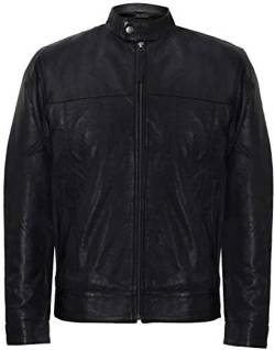 Infinity Leather Herren Schwarz Echt Soft Echtes Leder Classic Kragen Harrington Jacke 2XL von Infinity Leather