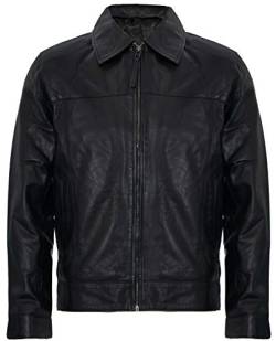 Infinity Leather Herren Schwarz Echt Weich Echtes Leder Klassischer Kragen Harrington Jacket 2XL von Infinity Leather