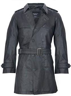 Infinity Leather Herren Schwarz German Military WW2 Jahrgang Lange Regenmantel Echtlederjacke M von Infinity Leather