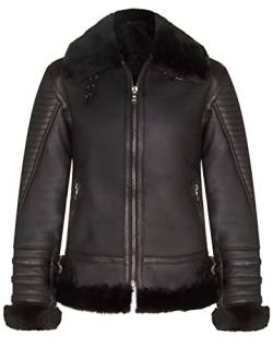 Infinity Leather Herren Schwarze Biker Lammfelljacke RAF B3 Echtes Lammfellleder gesteppt von Infinity Leather