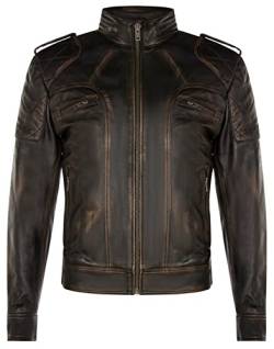 Infinity Leather Herren Schwarze Leder Bikerjacke Jahrgang Brando Motorrad Gesteppte Modejacke M von Infinity Leather