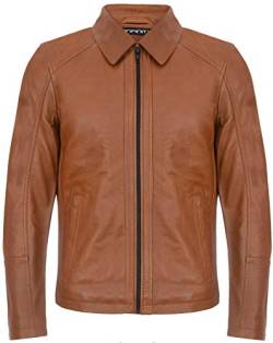 Infinity Leather Herren Smarte Bräunen Klassisch Leder Harrington Bikerjacke 3XL von Infinity Leather