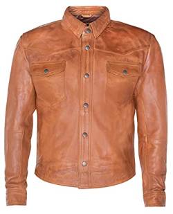 Infinity Leather Herrenhemd 100% Echtleder Holzbraun LKW Fahrer Design Slim Fit L von Infinity Leather