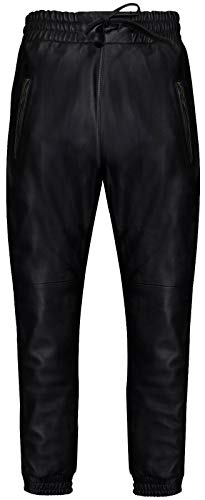 Infinity Leather Herrenhose 100% Echtleder Schwarz Nappa Leder Jogging Sport Design 34 von Infinity Leather