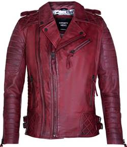 Infinity Leather Herrenjacke 100% Echtleder Brando Biker Burgund Design Steppjacke Legerer Stil M von Infinity Leather