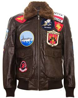 Infinity Leather Herrenjacke 100% Echtleder Braun Air Force Aviator Design Schaffell Kragen S von Infinity Leather