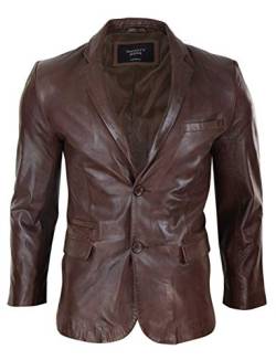 Infinity Leather Herrenjacke 100% Echtleder Braun Slim Fit 2 Knopf Design Vintage Retro - braun XL von Infinity Leather