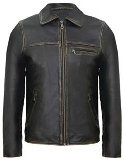 Infinity Leather Herrenjacke 100% Echtleder Schwarz Bomber Schäbiges Design Klassisch Rindsleder 3XL von Infinity Leather