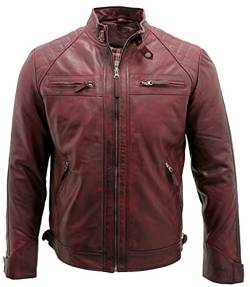 Infinity Leather Herrenjacke Burgund 100% Echtleder Vintage Retro Design Motorradfahrer Renner Jacke 3XL von Infinity Leather