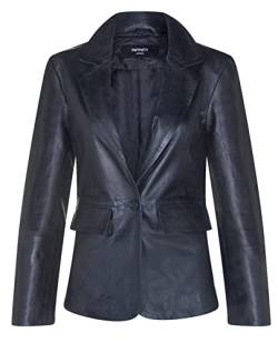 Infinity Leather Klassischer Damen Schwarz Blazer aus Echtem Leder mit Einem Knopf von Infinity Leather