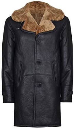 Infinity Leather Männer Braun Lang Echt Shearling Ingwer Schaffell Leder Mantel mit Gürtel 2XL von Infinity Leather