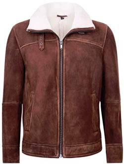 Infinity Leather Männer Braun und Sahne Harrington Shearling Schaffell Leder Bomber Fliegendes Jacke 2XL von Infinity Leather