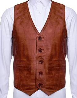 Infinity Leather Männer Ziege Wildleder Klassisch Smart Bräunen Leder Weste 2XL von Infinity Leather