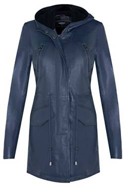 Infinity Leather Parker Jacke Aus Navy Blau Leder Mit Kapuze Und Mehreren Taschen 2XL von Infinity Leather