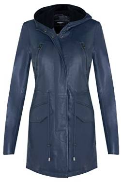 Infinity Leather Parker Jacke Aus Navy Blau Leder Mit Kapuze Und Mehreren Taschen L von Infinity Leather