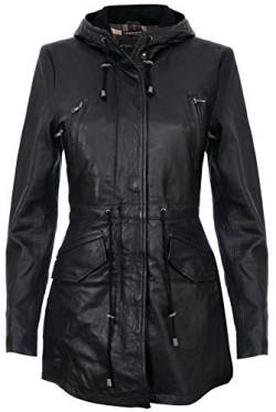 Infinity Leather Parker Jacke Aus Schwarzem Leder Mit Kapuze Und Mehreren Taschen 3XL von Infinity Leather
