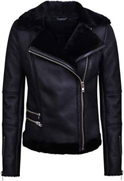 Infinity Leather Schwarze Lammfell-Bikerjacke Aus Lammleder für Damen 2XL von Infinity Leather