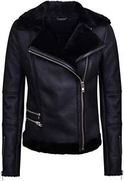 Infinity Leather Schwarze Lammfell-Bikerjacke Aus Lammleder für Damen 4XL von Infinity Leather