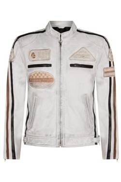 Infinity Leather Weiß Herren Leder Biker Abzeichen, Rennen Motorradjacke XS von Infinity Leather