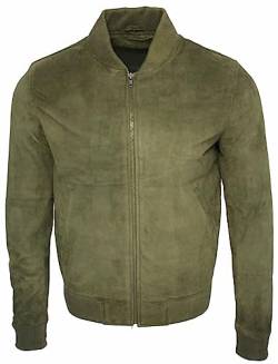 Infinity Männer Khaki Ziege Wildleder Bomber Varsity Jacke L von Infinity Leather