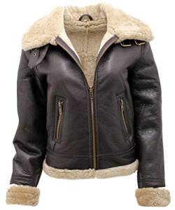 Frauen braun B3 WW2 Ingwer Wirklich dick Schaffell Leder Fliegende Jacke 3XL von Infinity