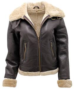 Frauen braun B3 WW2 Ingwer Wirklich dick Schaffell Leder Fliegende Jacke XL von Infinity