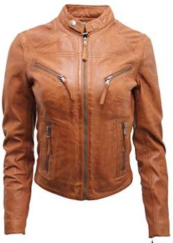 Infinity Frauen-beiläufige Braun lederne Motorradfahrer Jacke 12 von Infinity