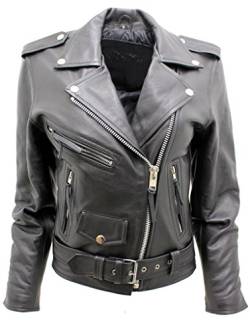 Infinity Frauen stilvolle Brando Schwarze Leder Motorradfahrer Jacke 10 von Infinity