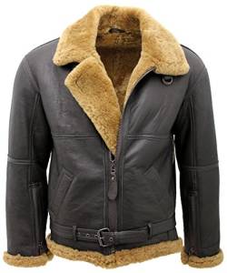 Infinity Herren Braun RAF Echt Shearling Schaffell Fliegen Lederjacke mit Ingwer-Pelz 3XL von Infinity