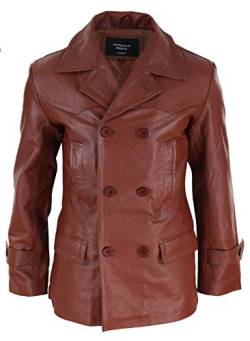 Infinity Herren Lederjacke 100% Echtleder 3/4 Doppelt Breasted Mantel Jaken Klassisch von Infinity